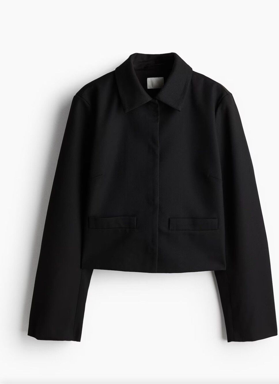 NEW H&M Women's Size XL Short Collared Jacket Black Lined W Pockets Office Siren